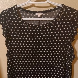 Candy brand. Heart themed ruffled short sleeve shirt